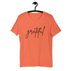 Grateful Short-Sleeve Unisex T-Shirt, Friendsgiving shirt, thanksgiving shirt, cute shirt