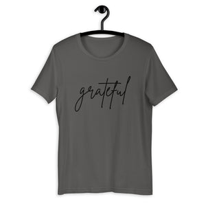 Grateful Short-Sleeve Unisex T-Shirt, Friendsgiving shirt, thanksgiving shirt, cute shirt