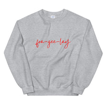 Load image into Gallery viewer, fra-gee-lay Unisex Sweatshirt,christmas shirt, punny shirt, holiday shirt
