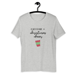Caffeine and christmas cheer Short-Sleeve Unisex T-Shirt, christmas shirt, punny shirt, holiday shirt