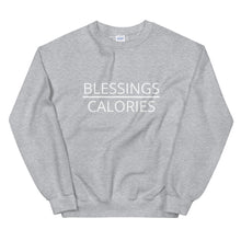 Load image into Gallery viewer, Blessings over calories Unisex Sweatshirt, Friendsgiving shirt, thanksgiving shirt, punny shirt
