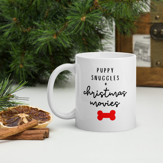 Puppy snuggles and christmas movies mug cute mug, festive mug, christmas mug, punny mug, holiday mug