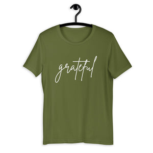 Grateful short-Sleeve Unisex T-Shirt, Friendsgiving shirt, thanksgiving shirt, cute shirt