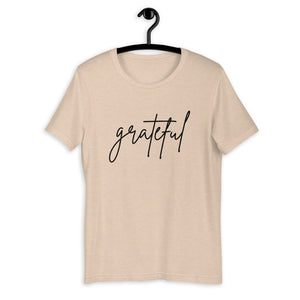 Grateful Short-Sleeve Unisex T-Shirt, Friendsgiving shirt, thanksgiving shirt, cute shirt