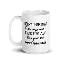 Load image into Gallery viewer, Merry christmas happy Hanukkah mug, funny mug, christmas mug, holiday mug, winter mug, christmas vacation
