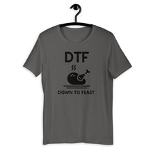 Load image into Gallery viewer, DTF down to feast Short-Sleeve Unisex T-Shirt, Friendsgiving shirt, thanksgiving shirt, punny shirt
