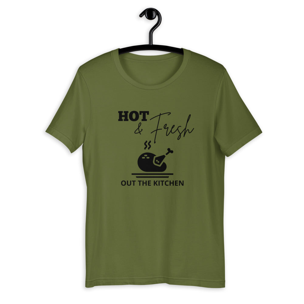 Hot & Fresh out the kitchen Short-Sleeve Unisex T-Shirt, Friendsgiving shirt, thanksgiving shirt, punny shirt