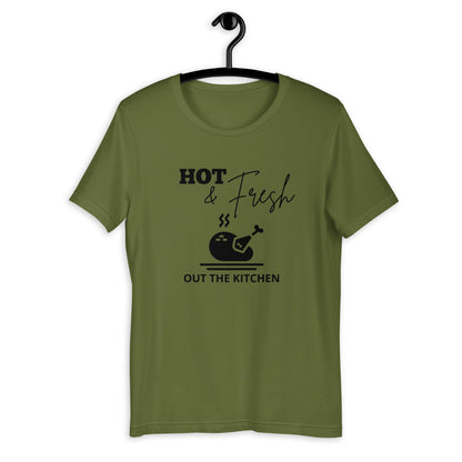 Hot & Fresh out the kitchen Short-Sleeve Unisex T-Shirt, Friendsgiving shirt, thanksgiving shirt, punny shirt