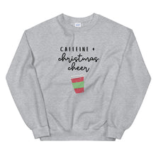 Load image into Gallery viewer, Caffeine and christmas cheer Unisex Sweatshirt, christmas shirt, punny shirt, holiday shirt
