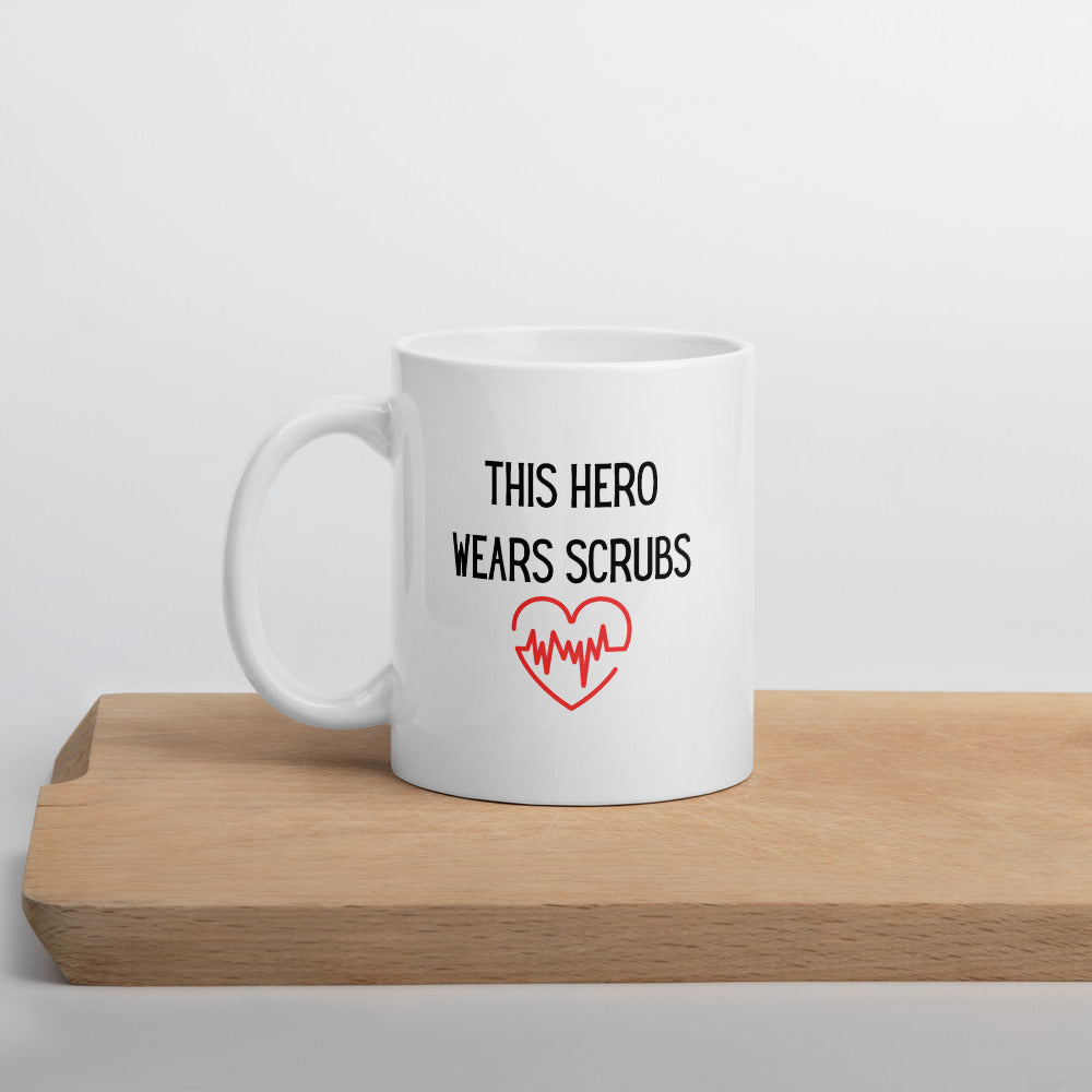 This hero wears scrubs mug, healthcare mug, nurse mug, essential mug, doctor mug, front line mug