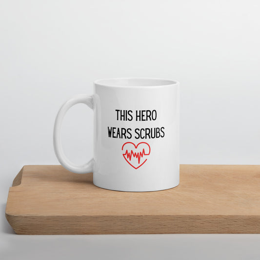This hero wears scrubs mug, healthcare mug, nurse mug, essential mug, doctor mug, front line mug