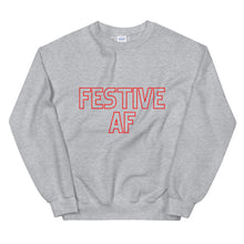 Load image into Gallery viewer, Festive af Unisex Sweatshirt, christmas shirt, punny shirt, holiday shirt
