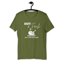 Load image into Gallery viewer, Hot &amp; Fresh out the kitchen Short-Sleeve Unisex T-Shirt, Friendsgiving shirt, thanksgiving shirt, punny shirt
