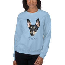 Load image into Gallery viewer, Personalized Pet Photo and Name Large Portrait Sweatshirt, Custom Sweatshirt, Dog lover shirt, Spring Pullover, Dog Lover Gift
