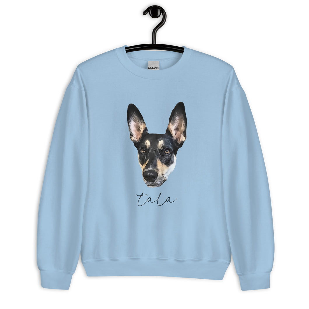 Personalized Pet Photo and Name Large Portrait Sweatshirt, Custom Sweatshirt, Dog lover shirt, Spring Pullover, Dog Lover Gift