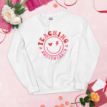 Load image into Gallery viewer, Teaching Sweethearts Rocker Sweatshirt, Valentines Teacher Sweatshirt, Valentines Day Teacher Shirt, Teacher Valentines Gift
