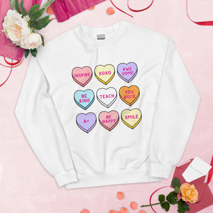 Conversation Hearts Teacher Sweatshirt, Retro Valentines Shirt, Valentines Day Shirt, Teacher Gifts, Gift for Her