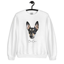 Load image into Gallery viewer, Personalized Pet Photo and Name Large Portrait Sweatshirt, Custom Sweatshirt, Dog lover shirt, Spring Pullover, Dog Lover Gift
