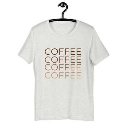 MULTIPLE COLORS AVAILABLE - Coffee multi colored Short-Sleeve Unisex T-Shirt, coffee lover, gift for her, cute shirt