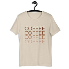 Load image into Gallery viewer, MULTIPLE COLORS AVAILABLE - Coffee multi colored Short-Sleeve Unisex T-Shirt, coffee lover, gift for her, cute shirt
