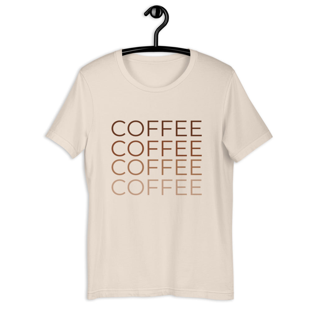 MULTIPLE COLORS AVAILABLE - Coffee multi colored Short-Sleeve Unisex T-Shirt, coffee lover, gift for her, cute shirt