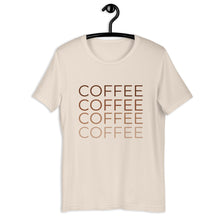 Load image into Gallery viewer, MULTIPLE COLORS AVAILABLE - Coffee multi colored Short-Sleeve Unisex T-Shirt, coffee lover, gift for her, cute shirt
