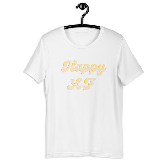 Yellow Happy AF shirt Short-Sleeve Unisex T-Shirt, happy shirt, positivity