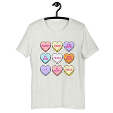 Load image into Gallery viewer, Conversation Hearts Teacher T-shirt, Retro Valentines Shirt, Valentine&#39;s Day Shirt, Teacher Shirt, Teacher Gift, Gift for Her
