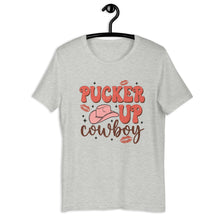 Load image into Gallery viewer, Pucker Up Cowboy Western Valentine T-shirt, Retro Valentines Shirt, Funny Shirt, Single Valentines, Country Shirt, Gift for Her
