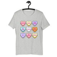 Load image into Gallery viewer, Conversation Hearts Teacher T-shirt, Retro Valentines Shirt, Valentine&#39;s Day Shirt, Teacher Shirt, Teacher Gift, Gift for Her
