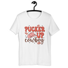 Load image into Gallery viewer, Pucker Up Cowboy Western Valentine T-shirt, Retro Valentines Shirt, Funny Shirt, Single Valentines, Country Shirt, Gift for Her
