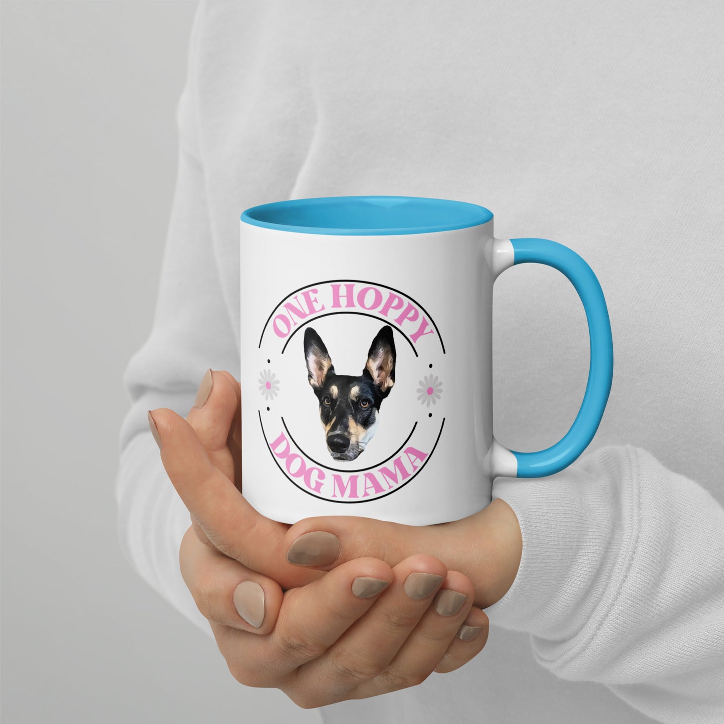 Personalized Pet Photo One Hoppy Dog Mom Colored Mug, Custom Mug, Dog Lover Mug, Spring Mug, Dog Lover Gift