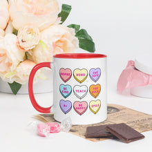 Load image into Gallery viewer, Conversation Hearts Teacher Pretty Mug, Teacher Valentine, Valentines Mug, Funny Valentines Mug, Gift for Her
