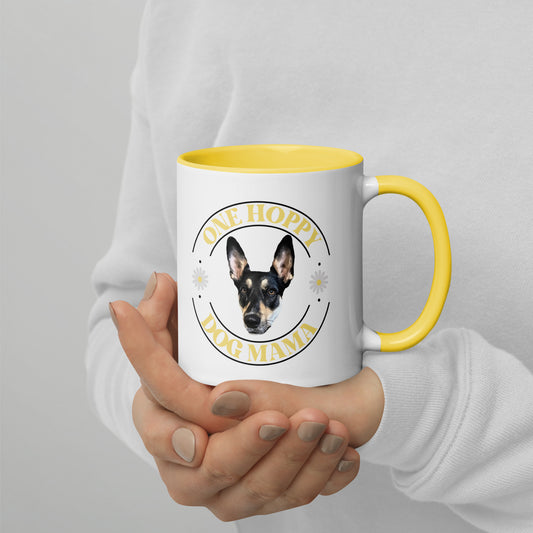 Personalized Pet Photo One Hoppy Dog Mom Colored Mug, Custom Mug, Dog Lover Mug, Spring Mug, Dog Lover Gift