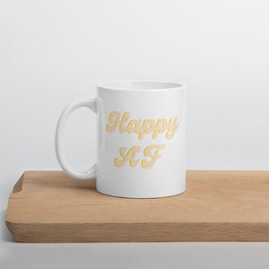 Yellow happy af mug, cute mug, positivity, happy mug