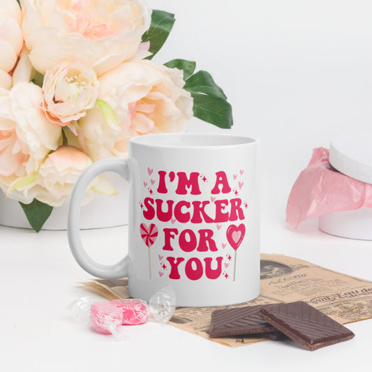 I'm A Sucker For You Mug, Valentines Mug, Retro Valentines Mug, Funny Valentines Mug, Single Valentines, Gift for Her