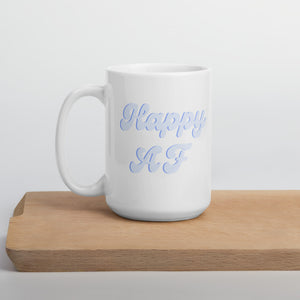 Blue happy af mug, cute mug, happy mug, positivity