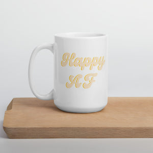 Yellow happy af mug, cute mug, positivity, happy mug