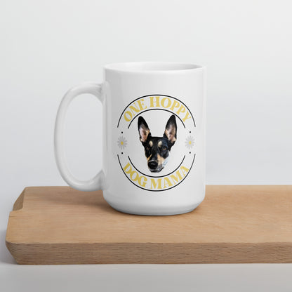 Personalized Pet Photo One Hoppy Dog Mom Mug, Custom Mug, Dog Lover Mug, Spring Mug, Dog Lover Gift